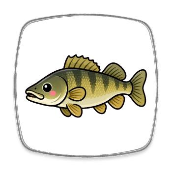 Cute Zander Kids Fishing Design - Square fridge magnet - white - Front