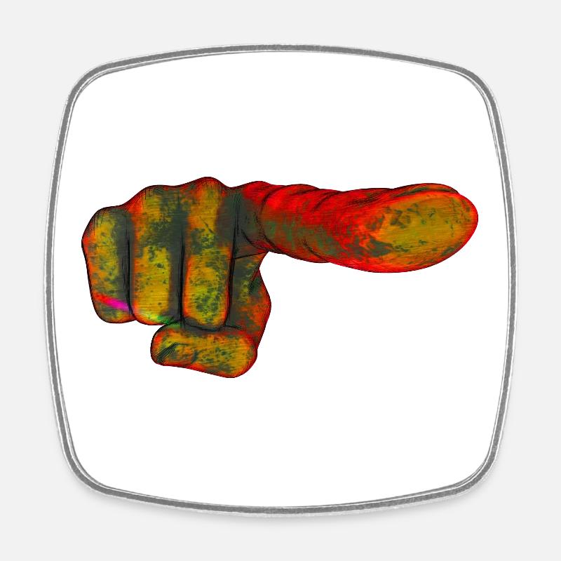 Color explosion index finger - Square fridge magnet - white