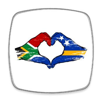 Mains du drapeau de Curaçao d’Afrique du Sud utilisées - Magnet carré - blanc - Devant