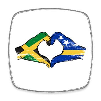 Jamaika Curacao Flagge Hände Herzform used - Viereckiger Kühlschrankmagnet - Weiß - Vorne