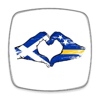 Schottland_Curacao_Flagge_Haende_Herzform_used - Square fridge magnet - white - Front