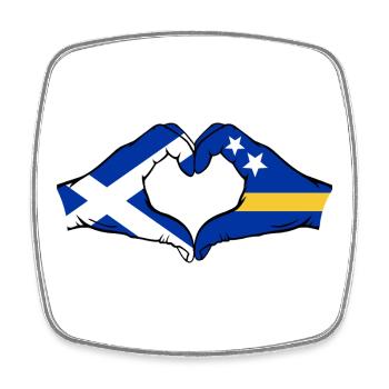 Schottland Curacao Flagge Hände Herzform  - Viereckiger Kühlschrankmagnet - Weiß - Vorne
