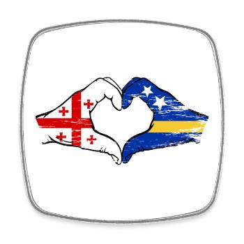 Mains du drapeau de Géorgie de Curaçao en forme de cœur utilisées - Magnet carré - blanc - Devant