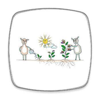 Jardin de lamas coloré - Magnet carré - blanc - Devant