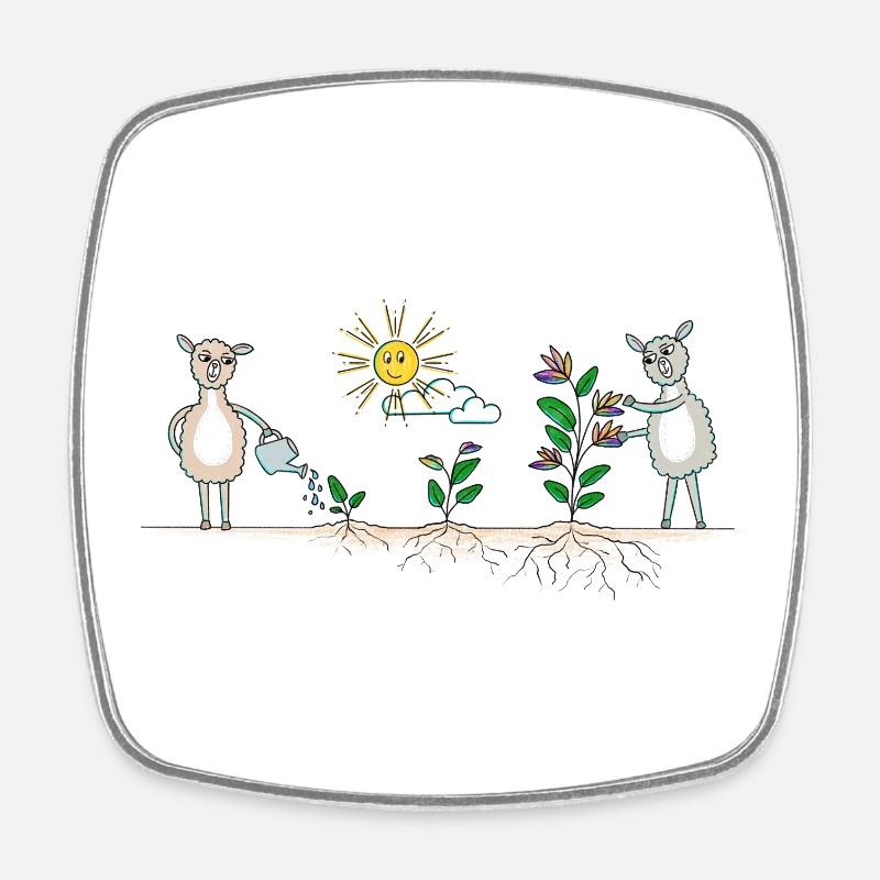 Jardin de lamas coloré - Magnet carré - blanc