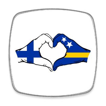 Finnland Curacao Flagge Hände Herzform - Viereckiger Kühlschrankmagnet - Weiß - Vorne