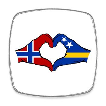 Norvège Drapeau de Curaçao Mains en forme de cœur - Magnet carré - blanc - Devant