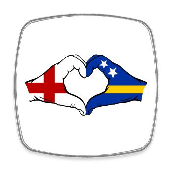 Angleterre Drapeau Curaçao Mains Forme de cœur - Magnet carré - blanc - Devant