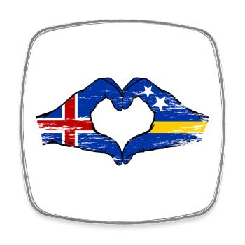 Islande Drapeau Curaçao Mains en forme de cœur utilisées - Magnet carré - blanc - Devant
