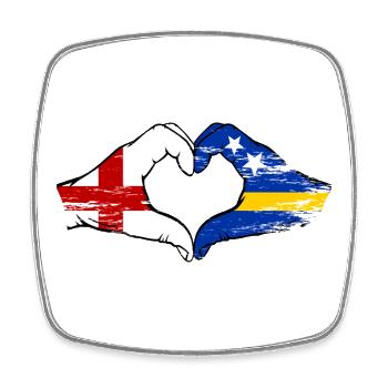 Mains du drapeau de Curaçao d’Angleterre en forme de cœur utilisé - Magnet carré - blanc - Devant