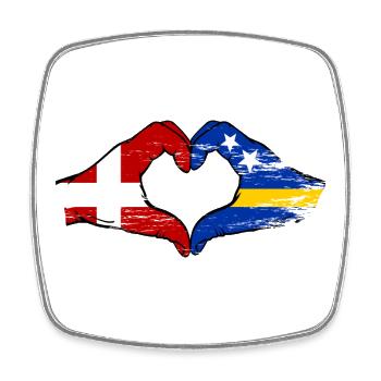Dänemark Curacao Flagge Hände Herzform used - Viereckiger Kühlschrankmagnet - Weiß - Vorne