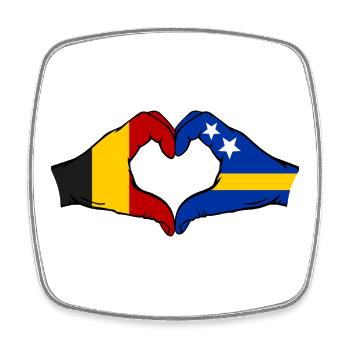 Belgium Curacao Flag Hands Heart Shape - Square fridge magnet - white - Front