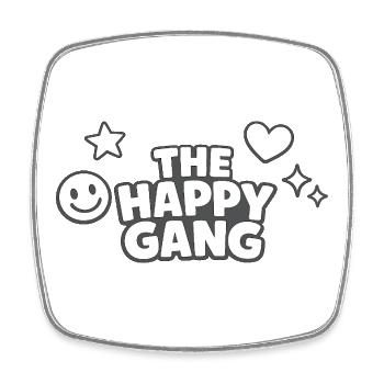 The Happy Gang – Fröhlicher Comicstil - Viereckiger Kühlschrankmagnet - Weiß - Vorne