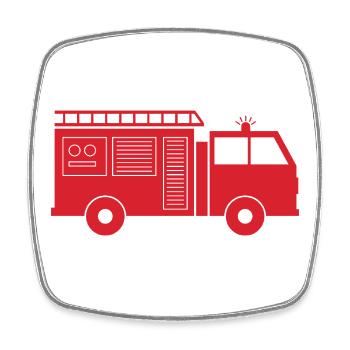 Camion de pompiers - Magnet carré - blanc - Devant