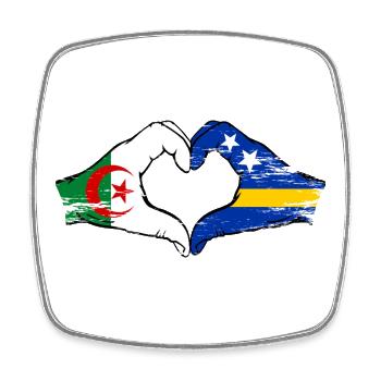 Algérie Mains du drapeau de Curaçao en forme de cœur utilisé - Magnet carré - blanc - Devant