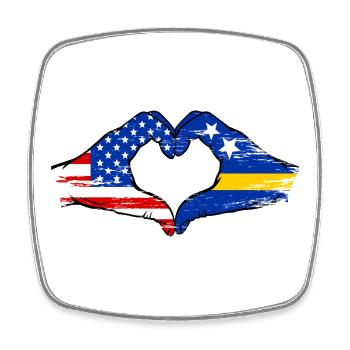 USA Curacao Flagge Hände Herzform used - Viereckiger Kühlschrankmagnet - Weiß - Vorne