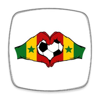 Senegal Flagge Hände Herzform - Viereckiger Kühlschrankmagnet - Weiß - Vorne