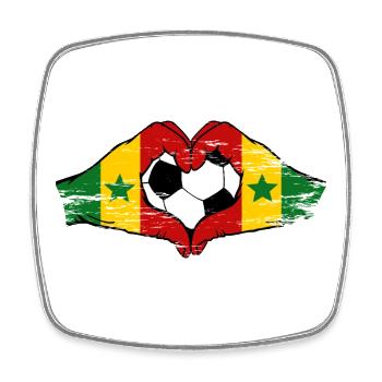 Senegal Flagge Hände Herzform used - Viereckiger Kühlschrankmagnet - Weiß - Vorne