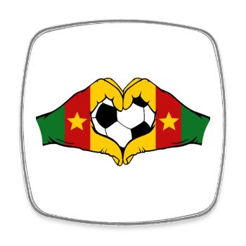 Kamerun Flagge Hände Herzform - Viereckiger Kühlschrankmagnet - Weiß - Vorne