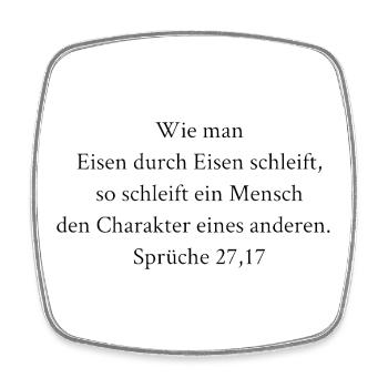 Eisen schleift Eisen – Charakter-Zitat 27:17 - Viereckiger Kühlschrankmagnet - Weiß - Vorne