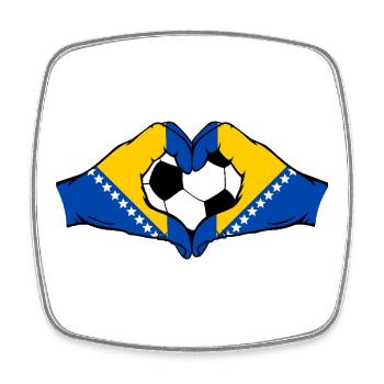 Bosnische Flagge Fußballherz - Viereckiger Kühlschrankmagnet - Weiß - Vorne