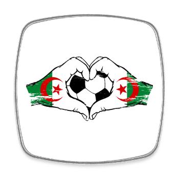 Algeria Flag Hands Heart Shape Football - Square fridge magnet - white - Front