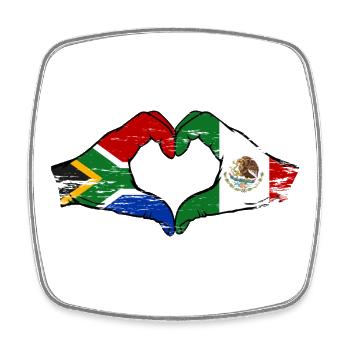 Afrique du Sud Drapeau du Mexique Mains Forme de cœur utilisée - Magnet carré - blanc - Devant