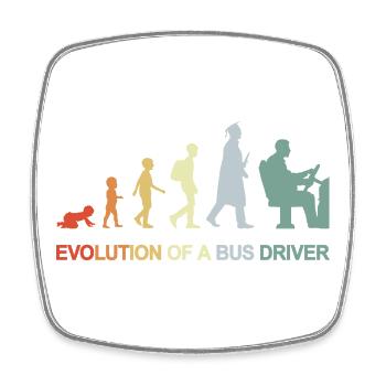 Baby to Bus Driver Evolution - Square fridge magnet - white - Front