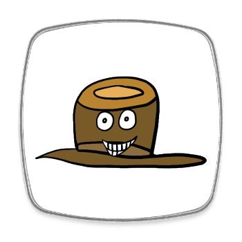 Visage de chapeau drôle et drôle - Magnet carré - blanc - Devant