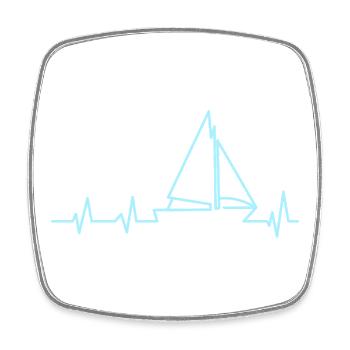 Segelboot Herzschlag Segeln - Viereckiger Kühlschrankmagnet - Weiß - Vorne