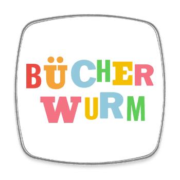 Bücherwurm - Viereckiger Kühlschrankmagnet - Weiß - Vorne