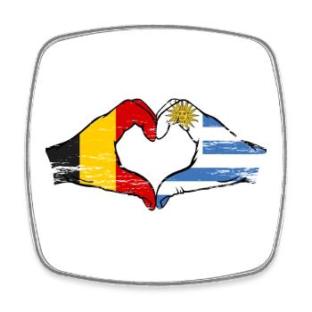 Mains du drapeau de la Belgique de l’Uruguay utilisées - Magnet carré - blanc - Devant
