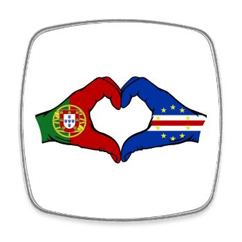 Portugal Cap Verde Flagge Hände Herzform - Viereckiger Kühlschrankmagnet - Weiß - Vorne