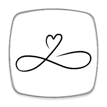 Signe minimaliste d’infini avec cœur - Magnet carré - blanc - Devant