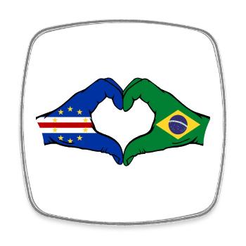 Cape Verde Brazil flag hands heart shape used - Square fridge magnet - white - Front