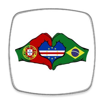 Kap Verde Portugal Brasilien Flagge Hände - Viereckiger Kühlschrankmagnet - Weiß - Vorne