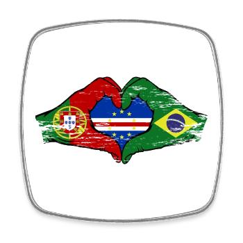 Kap Verde Portugal Brasilien Flagge Hände  - Viereckiger Kühlschrankmagnet - Weiß - Vorne