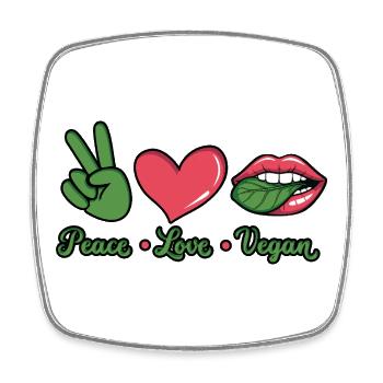 T-shirt graphique végan Peace Love - Magnet carré - blanc - Devant