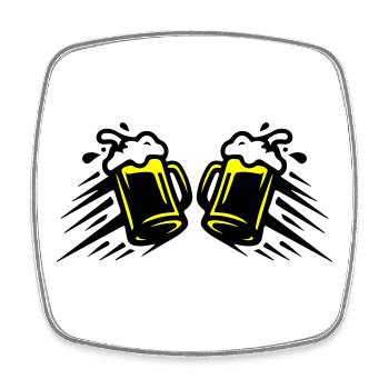 Bier Bierglas Anstoßen Symbol - Viereckiger Kühlschrankmagnet - Weiß - Vorne