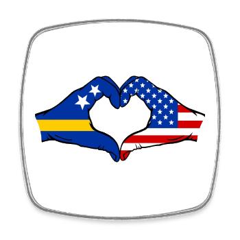 Mains du drapeau américain de Curaçao en forme de cœur utilisées - Magnet carré - blanc - Devant