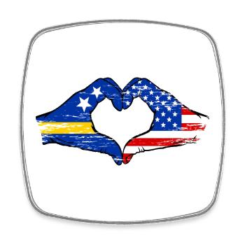 Curacao_USA_Flagge_Haende_Herzform_used_used - Magnet carré - blanc - Devant