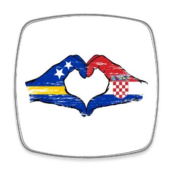 Drapeau de Croatie de Curaçao Mains en forme de cœur utilisé - Magnet carré - blanc - Devant