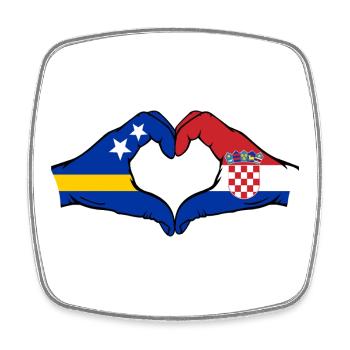 Drapeau de Curaçao Croatie Mains en forme de cœur - Magnet carré - blanc - Devant