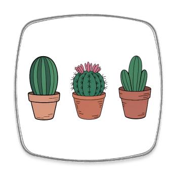 Three Cacti in Terracotta Pots - Square fridge magnet - white - Front