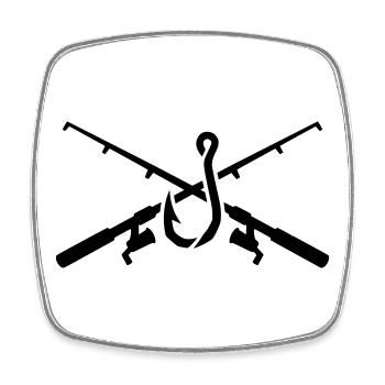 Fishing rods, fishing hooks, fishing, fishing club - Square fridge magnet - white - Front