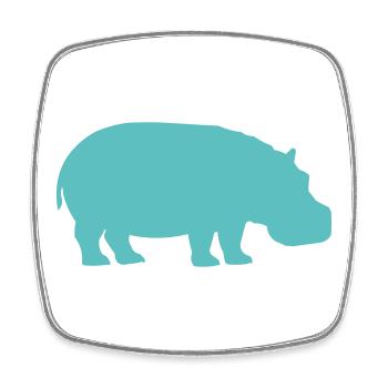 Türkise Hippo Silhouette - Viereckiger Kühlschrankmagnet - Weiß - Vorne