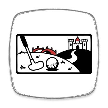 Minigolf Retro Cartoon Golfball JGA Team - Viereckiger Kühlschrankmagnet - Weiß - Vorne