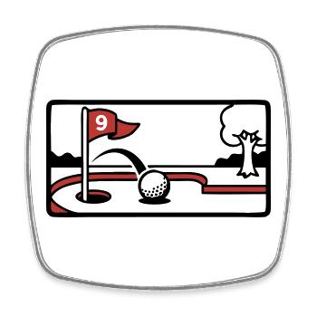 Minigolf Retro Cartoon Golfball JGA Team - Viereckiger Kühlschrankmagnet - Weiß - Vorne