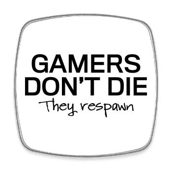 Gamers Don't Die Respawn T-Shirt - Square fridge magnet - white - Front