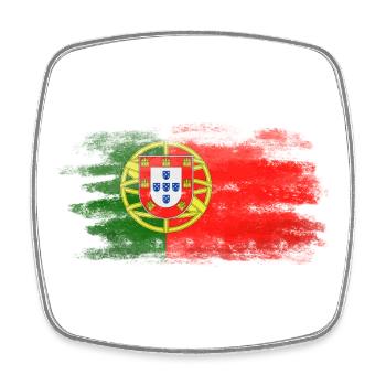 Portugal Flagge – Aquarell Pinselstrich Design - Viereckiger Kühlschrankmagnet - Weiß - Vorne